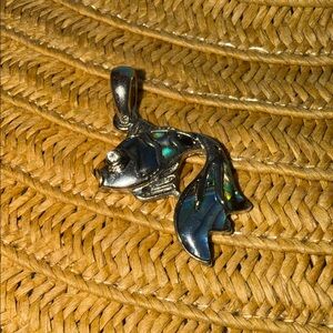 Hand Crafted Silver and Blue Fish Pendant opal